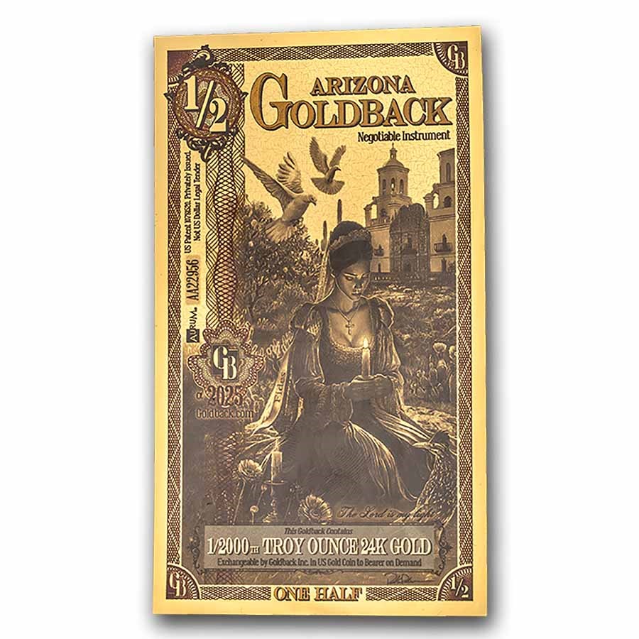 Arizona 1/2 Goldback Aurum 24K Gold Foil Note