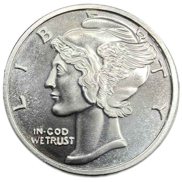 1 oz Mercury Dime Silver Round