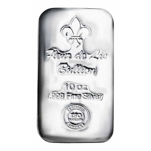 10 oz Fleur de Lis Cast Silver Bar