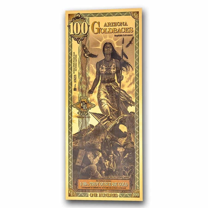 100 Arizona Goldback - Aurum Gold Foil Note (24k)