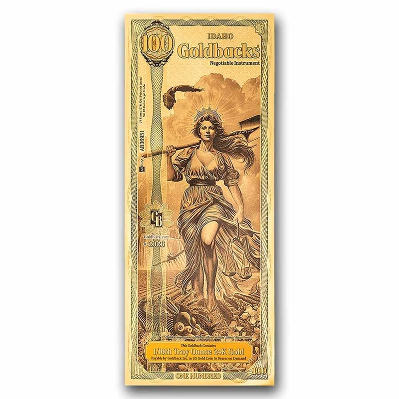 100 Idaho Goldback Aurum Gold Foil Note (24k)