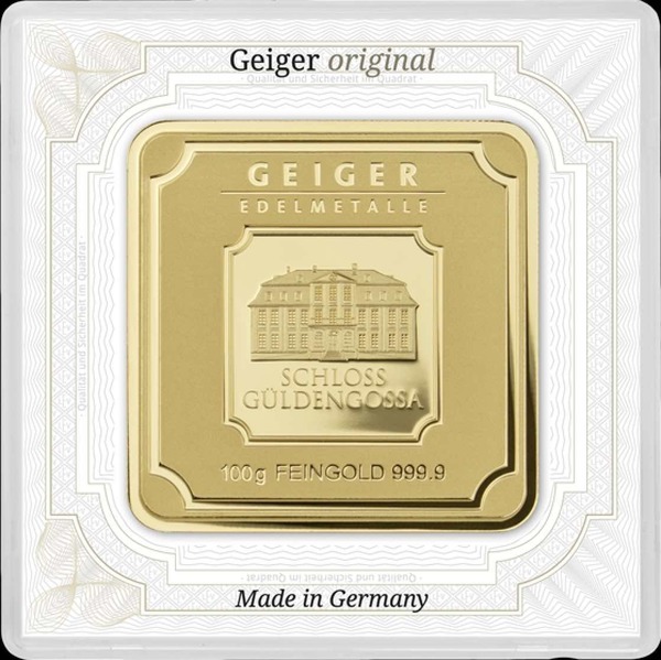 100 Gram Geiger Square Gold Bar