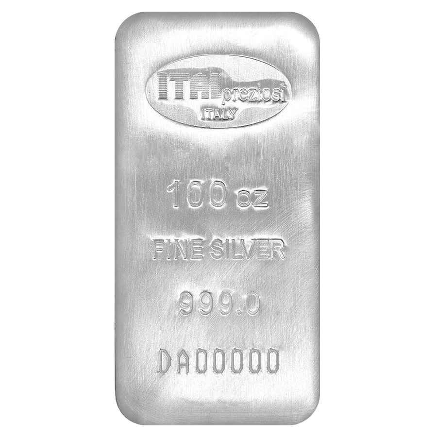 100 oz Italpreziosi Silver Cast Bar .999 Fine
