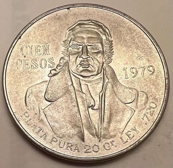 100 Pesos Mexican Silver Coin (1977-1979)