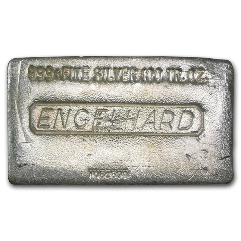 100 oz Engelhard Poured Silver Bar