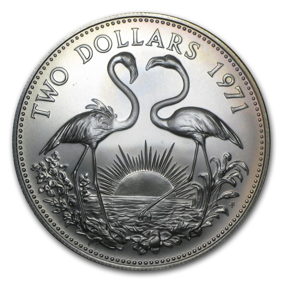 Bahamas $2 Flamingo Silver Coin