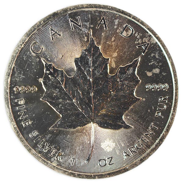 Canadian Silver Maple Leaf Coin (Milky, Tarnished, Circulated)