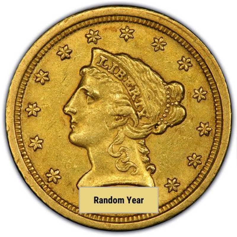$2.50 Liberty Quarter Eagle Gold Coin (XF) - Random Year