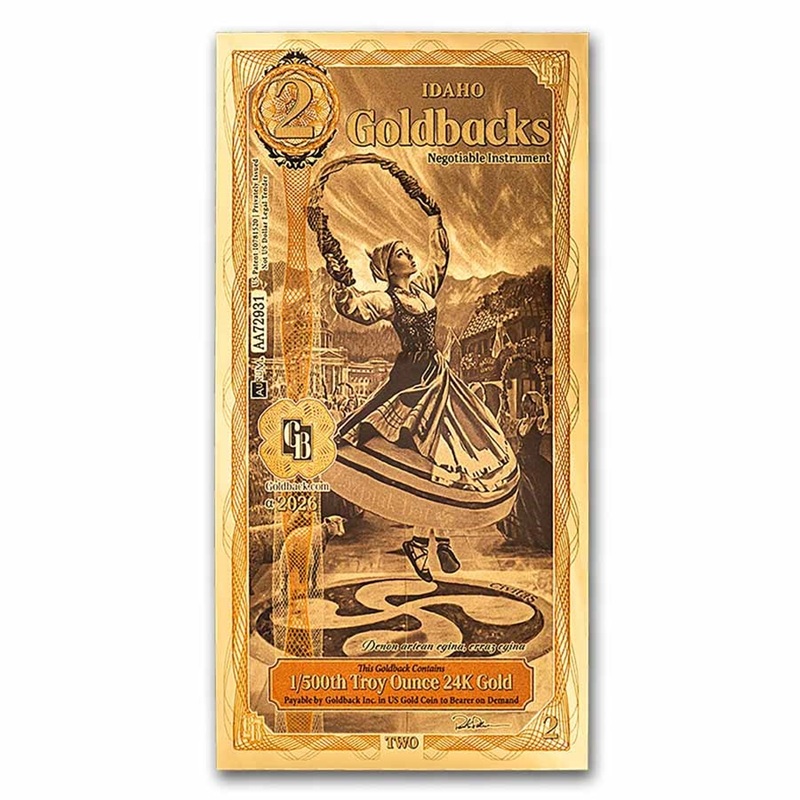 2 Idaho Goldback Aurum Gold Foil Note (24k)