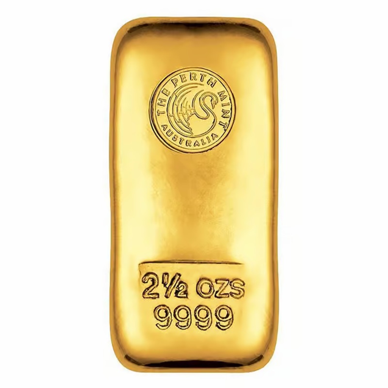2.5 oz Perth Mint Cast Gold Bar .9999 Fine