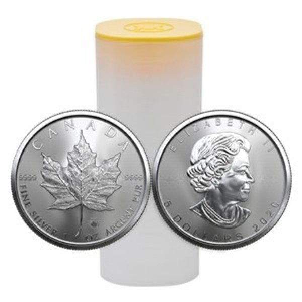 1 oz Silver Maple Leaf 25-Coin Roll (tube)