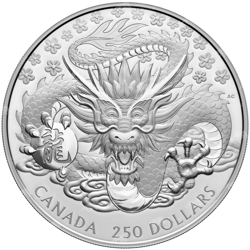 2024 Canada Lunar Year of The Dragon 1 kilo Silver Coin