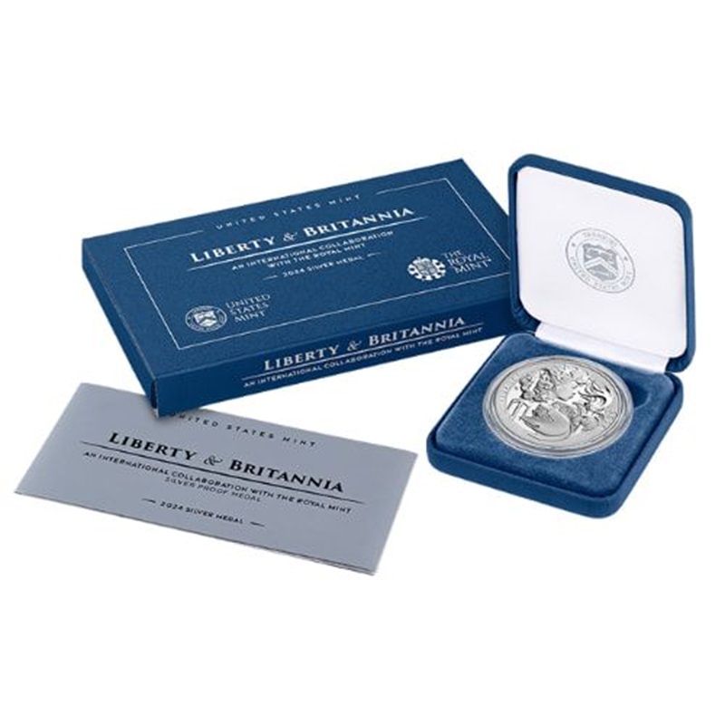 2024-P 1 oz Liberty and Britannia Proof Silver Medal w/ US Mint Box & COA