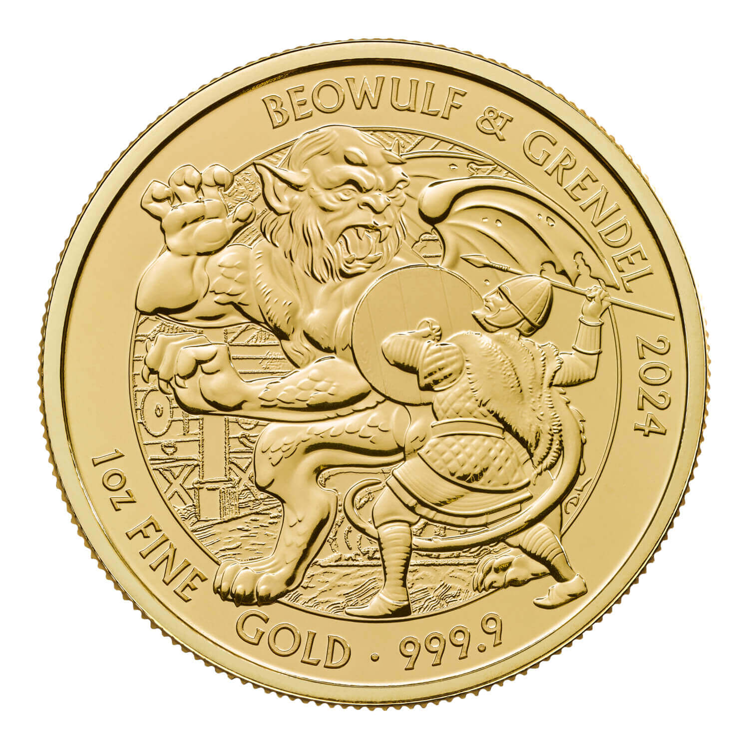 2024 1 oz Beowulf and Grendel Gold Coin
