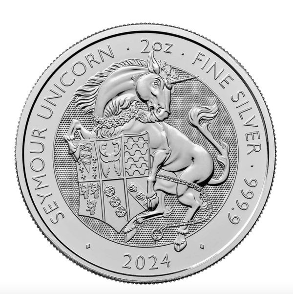 2024 2 oz Tudor Beasts Seymour Unicorn Silver Coin