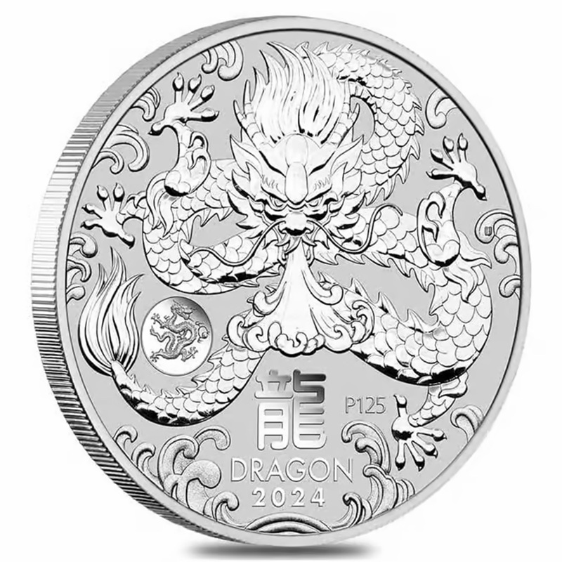 2024 1 oz Silver Lunar Dragon with Dragon Privy BU Perth Mint