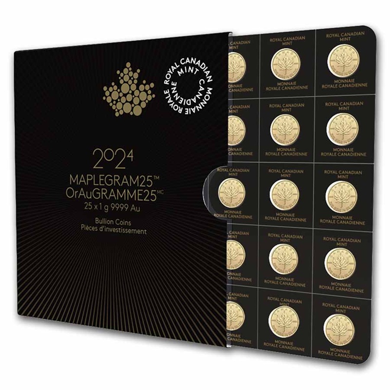 2025 25 x 1 gram Canadian Gold Maplegram25
