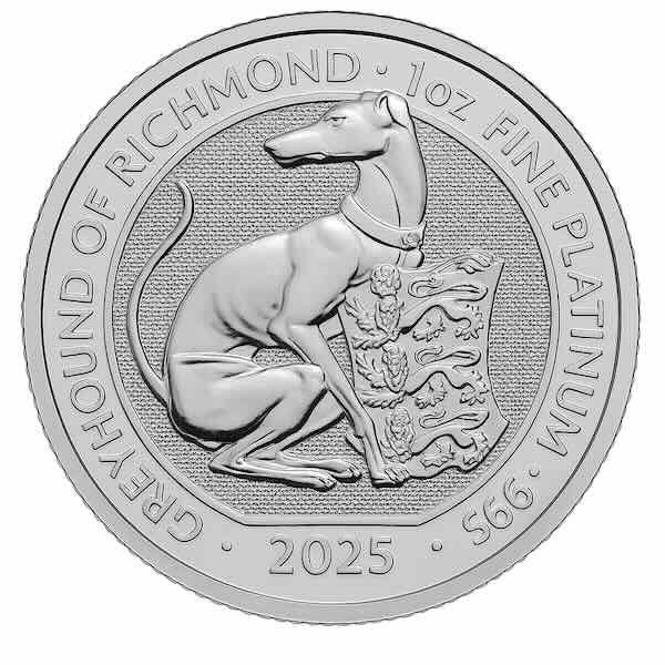 2025 1oz Tudor Series Platinum Greyhound of Richmond Coin