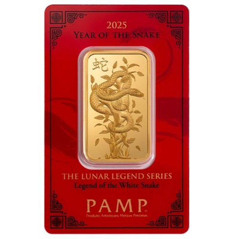 2025 1 oz White Snake Gold Bar - Lunar Legends Series