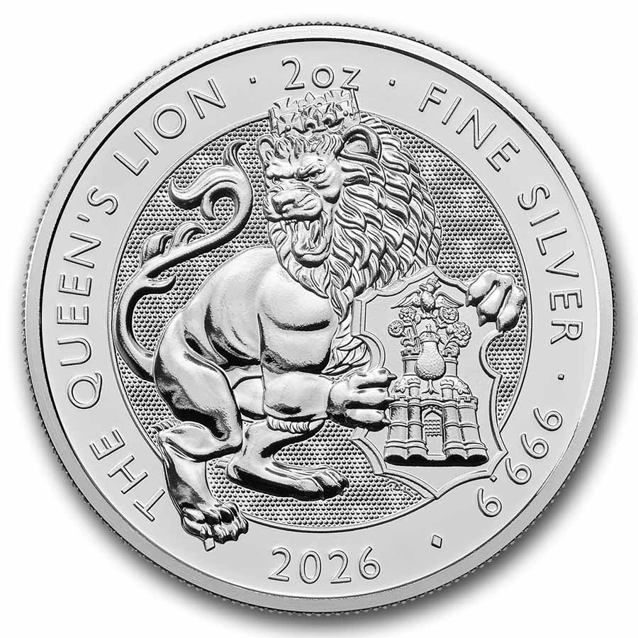 2026 Great Britain 2 oz Silver Royal Tudor Beasts Queen's Lion