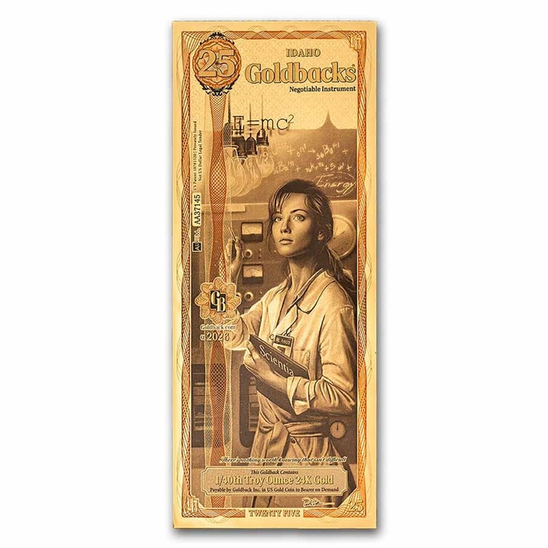 25 Idaho Goldback Aurum Gold Foil Notes (24k)