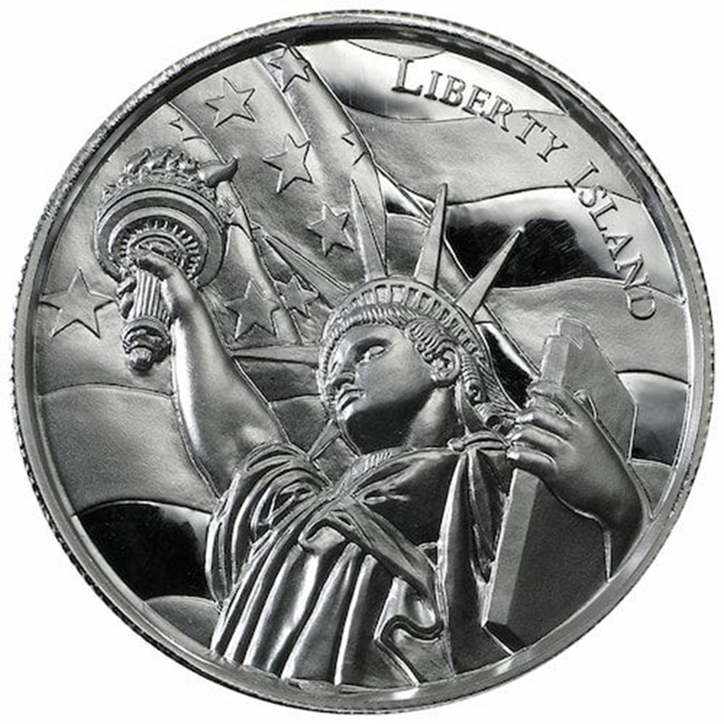 2 oz Liberty Island Ultra High Relief Silver Round - American Landmarks Series