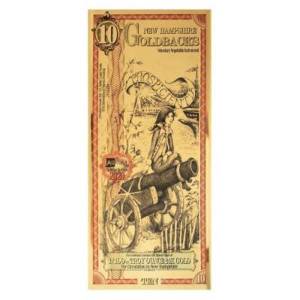 10 New Hampshire Goldback 1/100 oz 24K Gold Foil Aurum Note