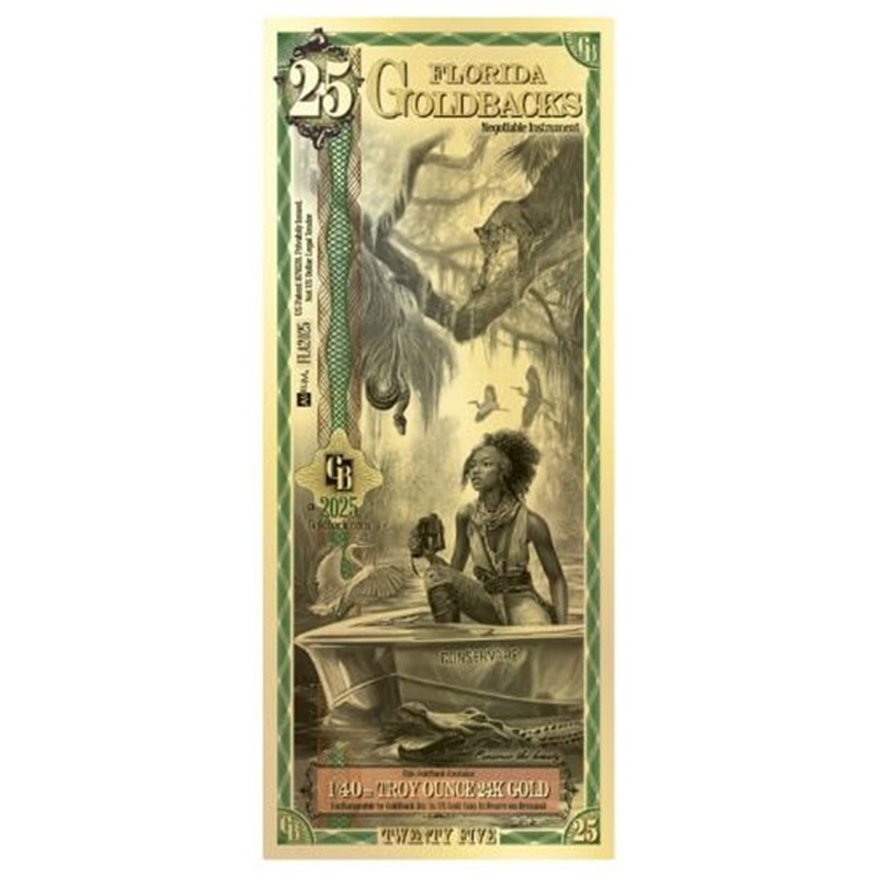 Gold Aurum Florida 25 Goldback Note (24K)