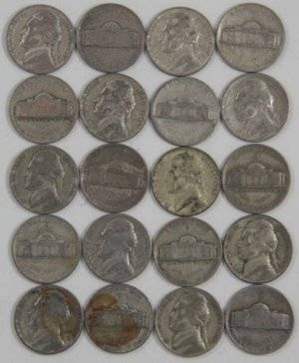 $1 Face Value - 35% SILVER WAR NICKELS - 20 Coins