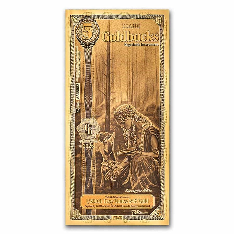 5 Idaho Goldback – 24k Aurum Gold Foil Note (0.005 oz)