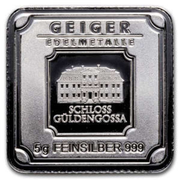 5 gram Silver Bar - Geiger Edelmetalle (Original Square Series)