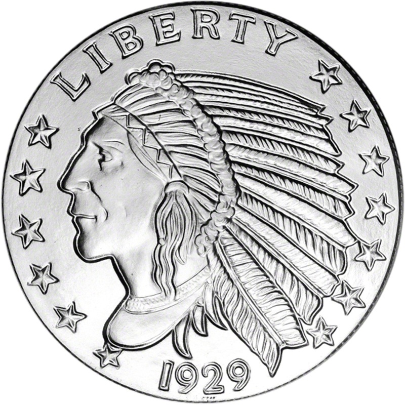 5 oz Incuse Indian Silver Round Golden State Mint