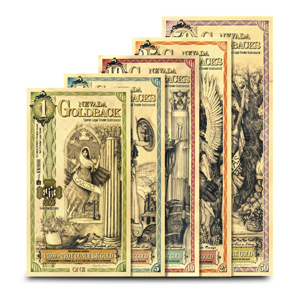 Nevada Goldback Gold Note 5 Piece Set