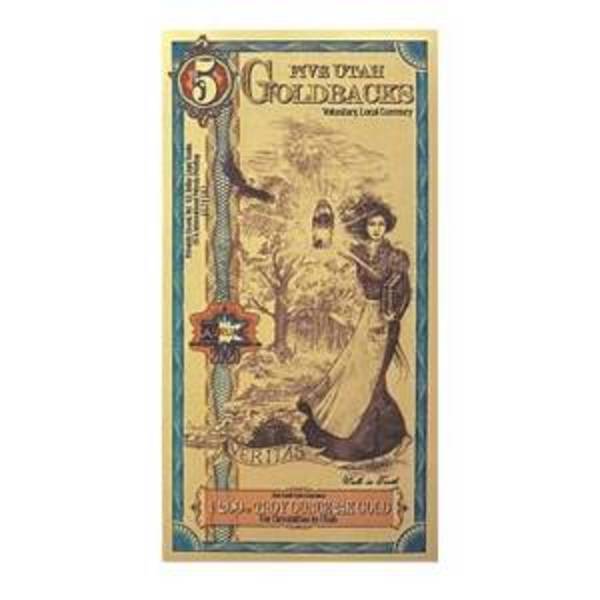 5 Utah Goldbacks 1/200 oz 24K Gold Foil Aurum Note