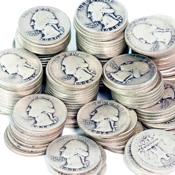 $500 FV 90% Silver Washington Quarters