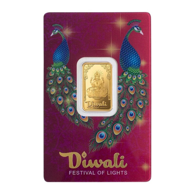 PAMP Suisse Diwali Lakshmi & Peacocks 5g Gold Bar