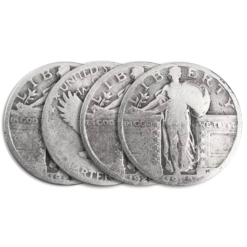 $1 Face Value 90% Silver Standing Liberty Quarters - Worn Dates