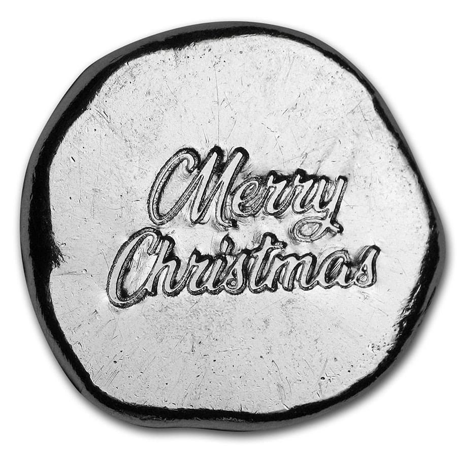 Merry Christmas 1/2 oz Silver Poured Pocket Rounds