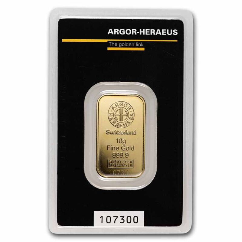 Argor Heraeus 10 gram gold Kinebar