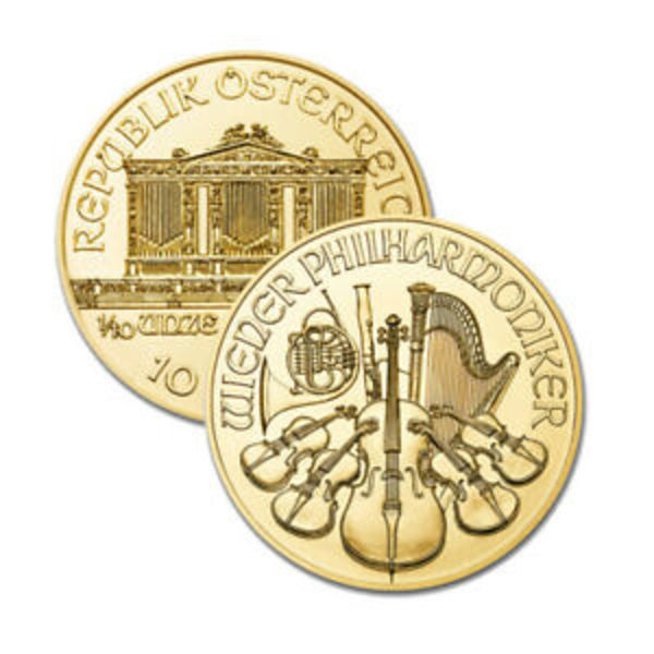 1/10 oz Austria Philharmonic Gold Coin - Random Year