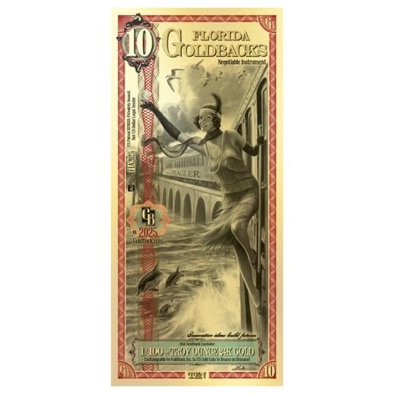 Gold Aurum Florida 10 Goldback Note (24K)