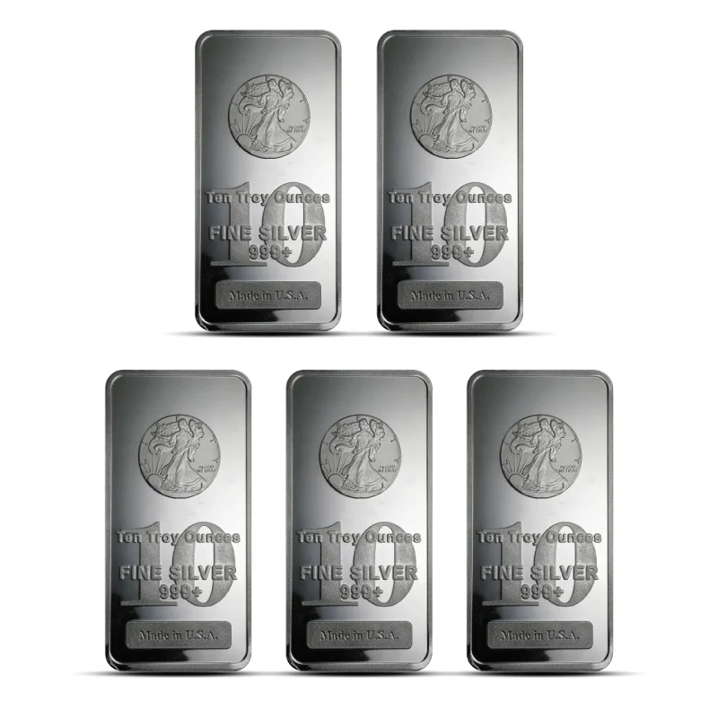 10 oz Silver Bar - Lot of 5