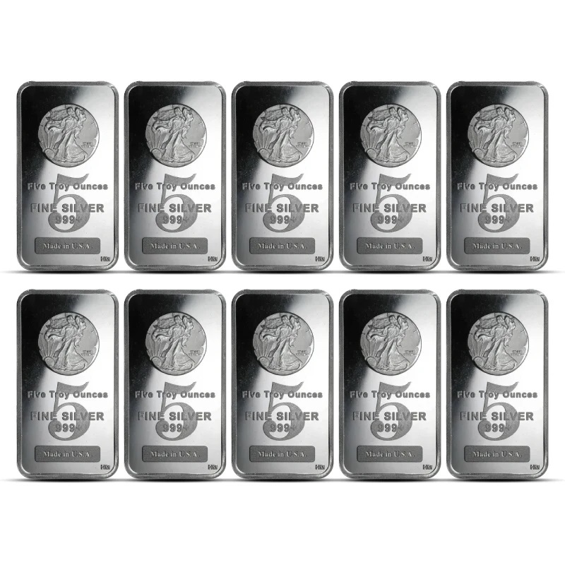 5 oz Silver Bar - Lot of 10