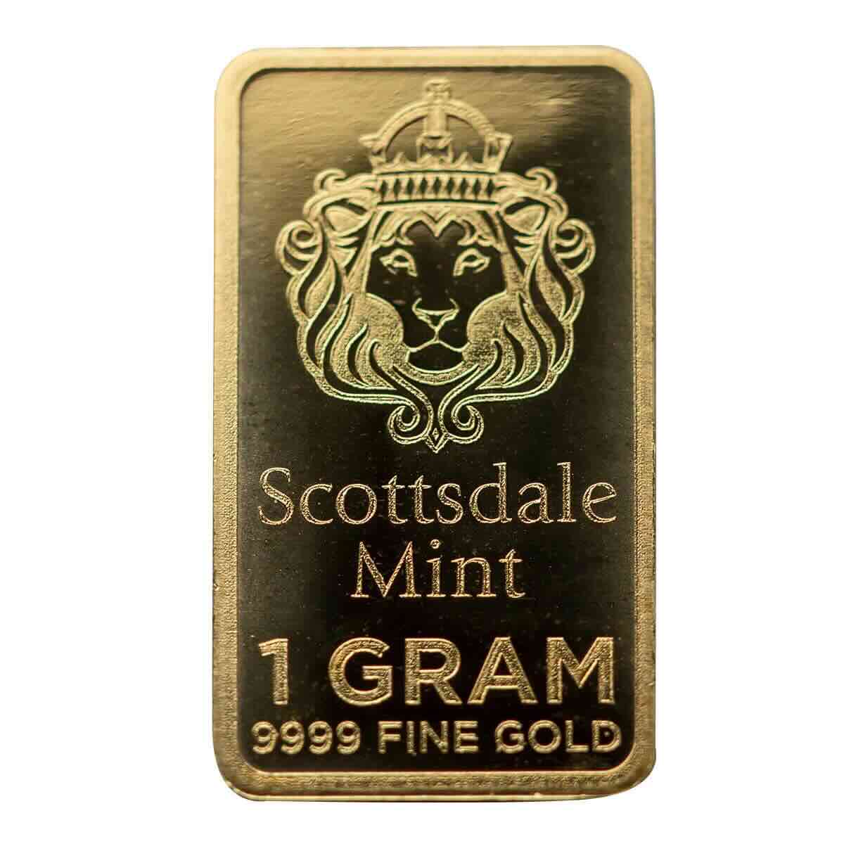 1 Gram Scottsdale Mint Gold Bar - .9999 Fine 24K Pure Gold