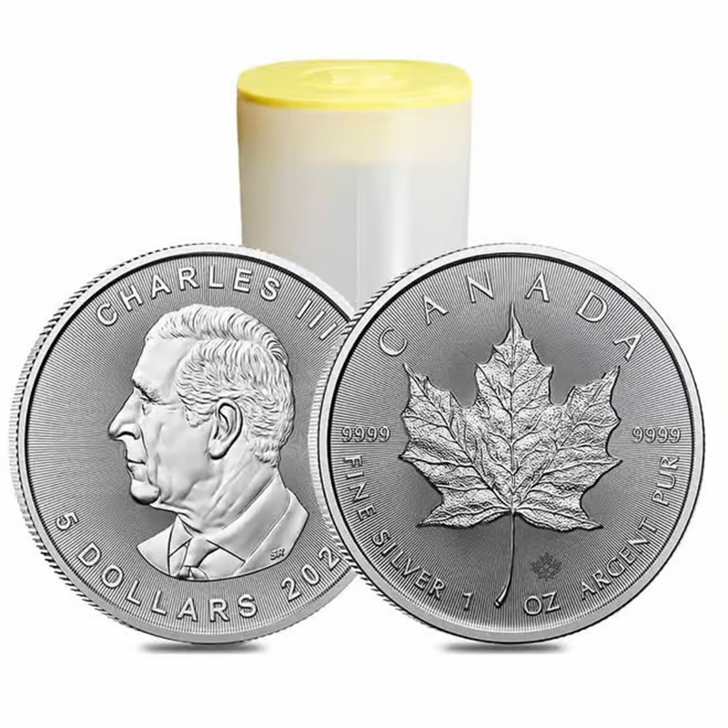 Tube of 25 - 2026 1 oz Canadian Silver Maple Leaf Coin BU
