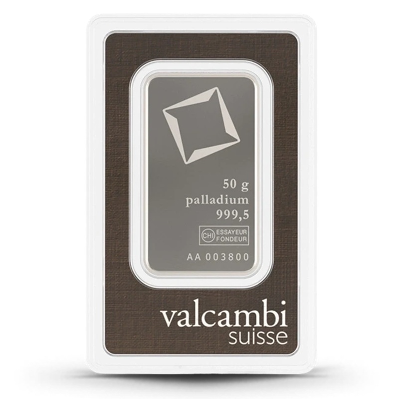 Valcambi 50 Gram Palladium Bar (In Assay)
