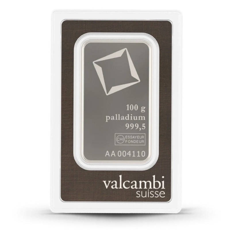 Valcambi 100 Gram Palladium Bar (In Assay)