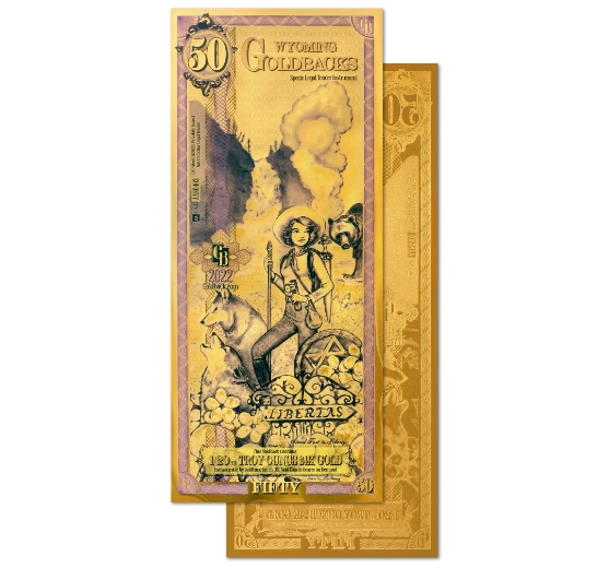 50 Wyoming Goldback 1/20 oz 24K Gold Foil Aurum Note