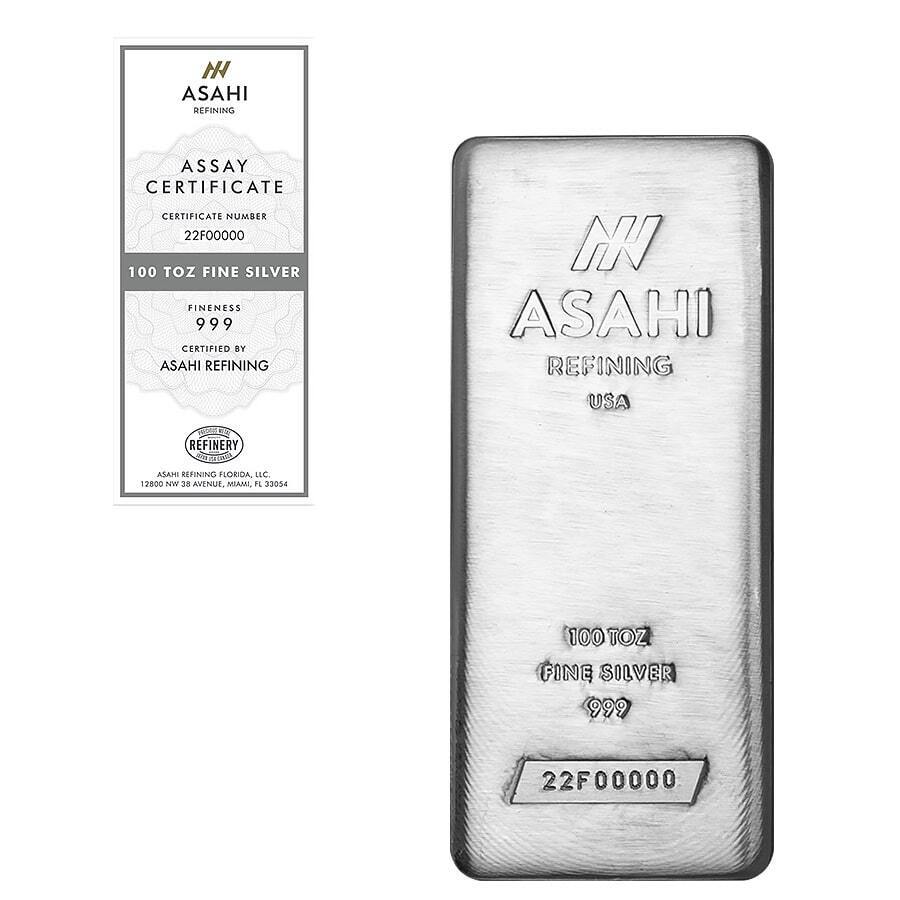 100 oz Asahi Serialized Silver Bar