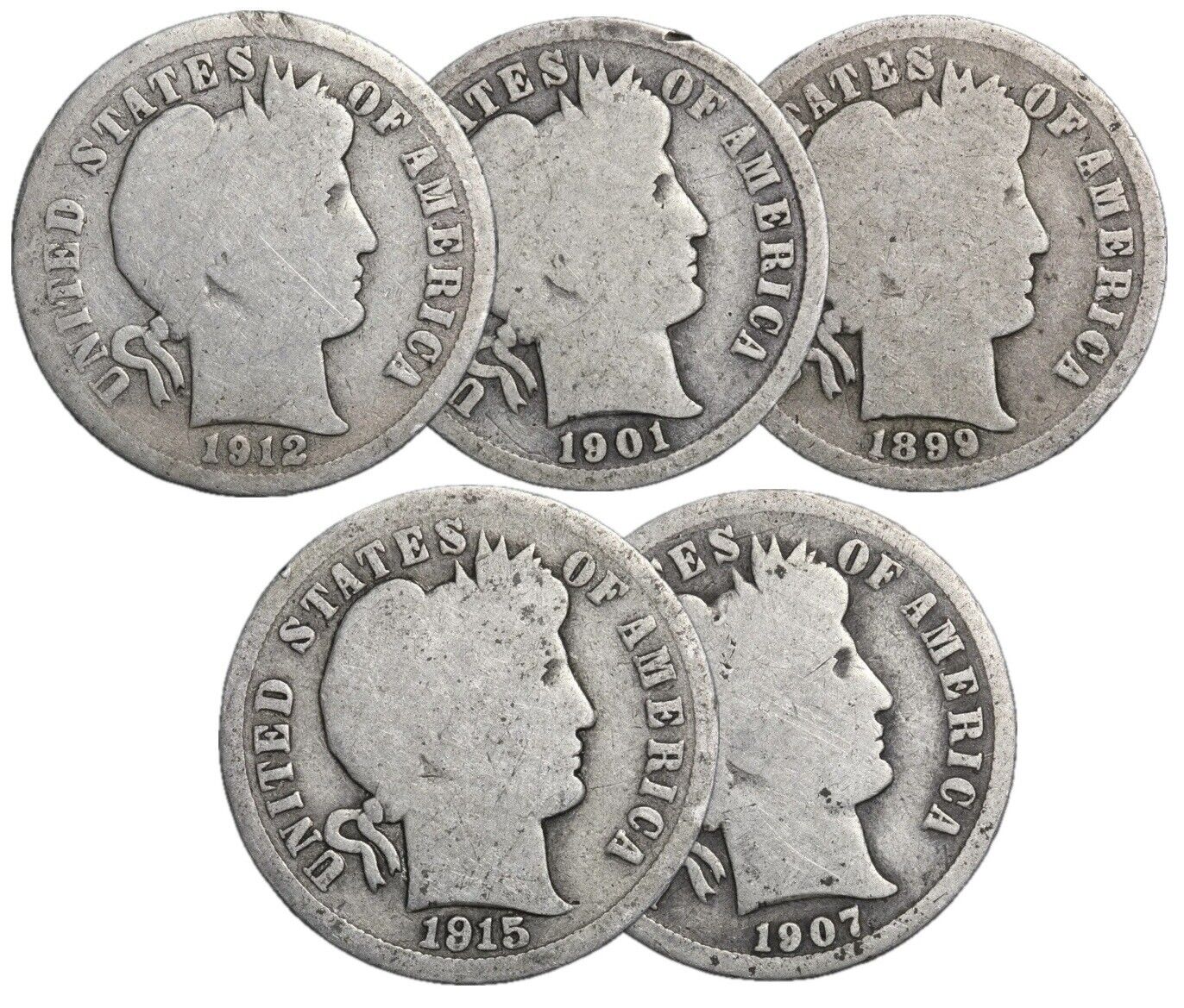 $5 Face - 90% Barber Silver Dimes